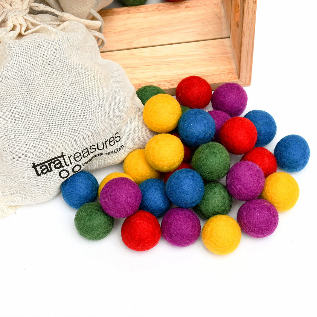 Tara Treasures - Wool Felt Balls in Pouch - Bright Colours